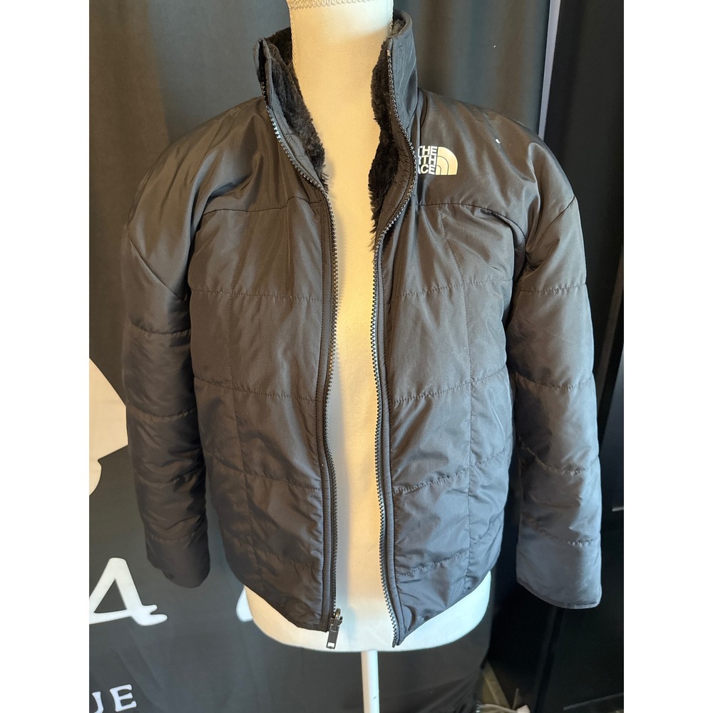 The North Face Kids Large Black Quilted Faux Fur Lined Puffer Jacket Full Zip